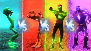 COLOR DANCE CHALLENGE DAME TU COSITA VS SPIDERMAN VS THANOS -  Alien Green dance challenge