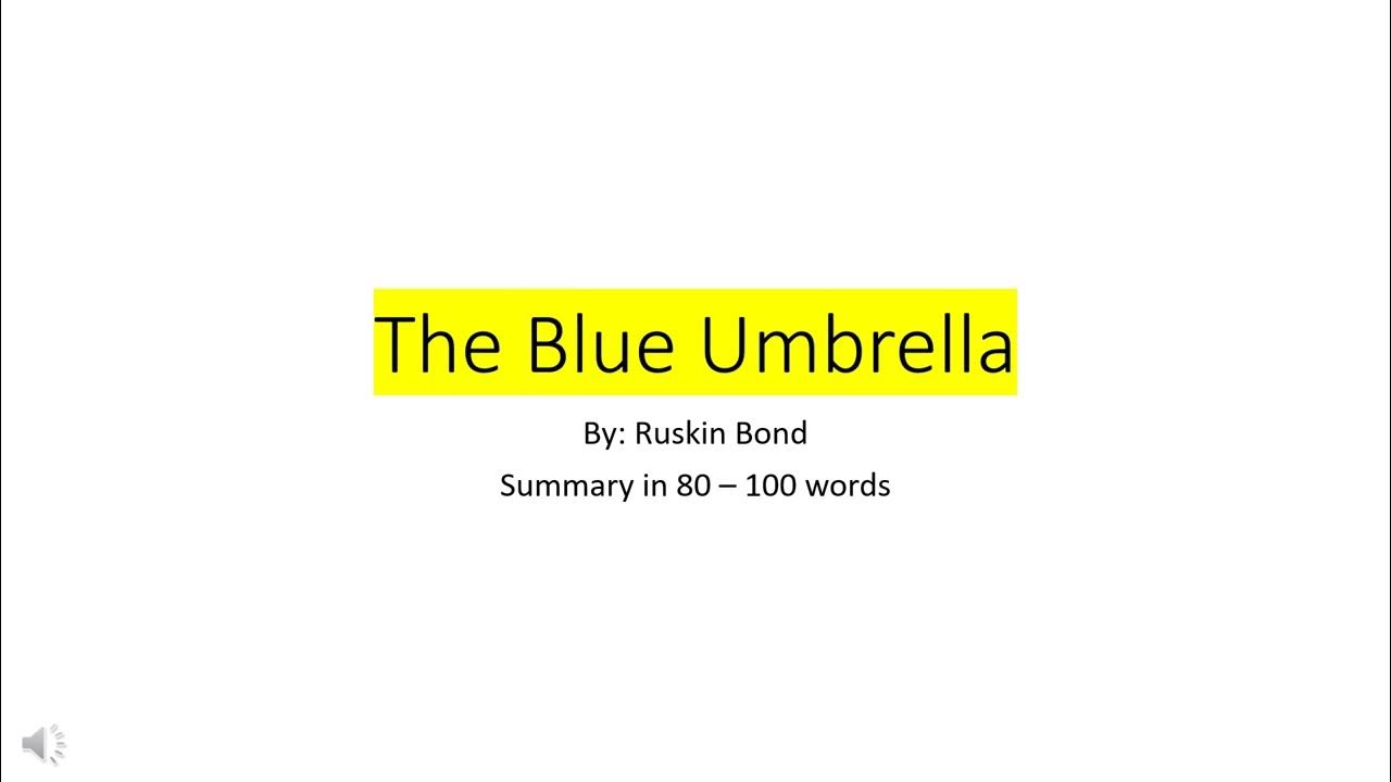 The Blue Umbrella book by Ruskin Bond Summary in 80 100 words YouTube