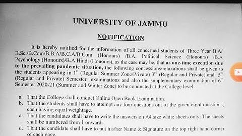 Jammu University College Exam online 1st 3rd 5th sem .. 😱😱😱😱 Private regular ....