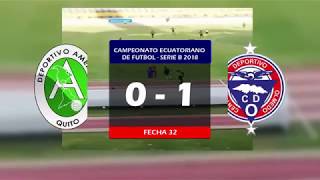 CD America 0 - 1 CD Olmedo | Serie B 2018 ~ Fecha 32 |