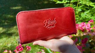 Premium Leather Wallet PDF Pattern – Handmade Red Crazy Horse & Brown Missouri. DIY Leathercraft