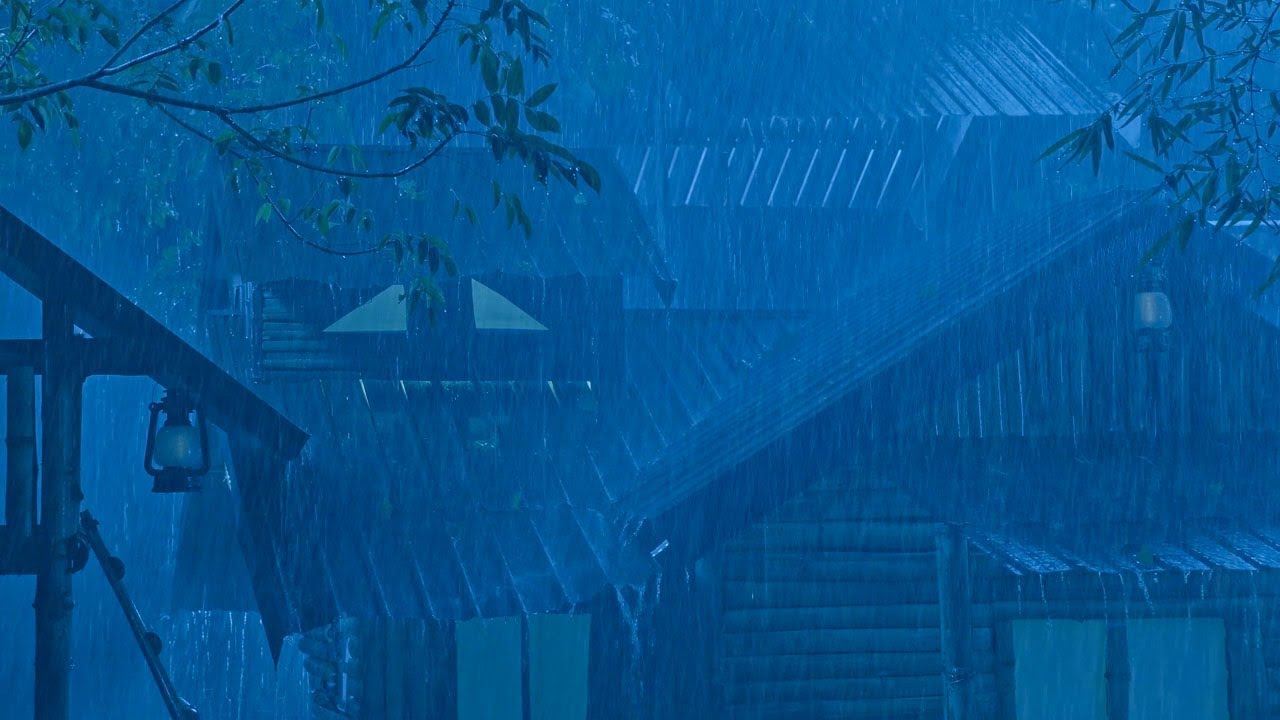 Insomnia Relief 🌧️ Heavy Rain Sounds on an Old Roof in a Misty Forest Night ASMR