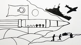 18 Mart Çanakkale Zaferini Anlatan Resim Çizimi 18 Mart Resmi Nasıl Çizilir