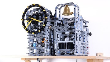 Lego Technic Gravity powered Pendulum Clock with 12-hour striking mechanic