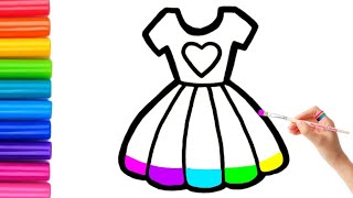 How to draw cute and easy Dress | Easy Drawing, Painting and Coloring for Kids & Toddlers
