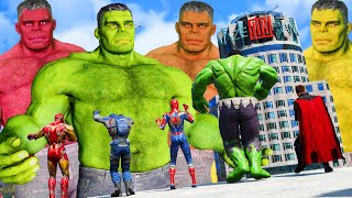The Avengers VS Giant Hulk Team - Spider Man Muscle & Iron Man & Thor & Captain America