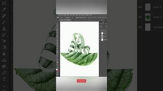 Nature Portrait Leaf Art 🌿 | Creative Double Exposure Design #memes #thumbnail #fiverrtips #shorts