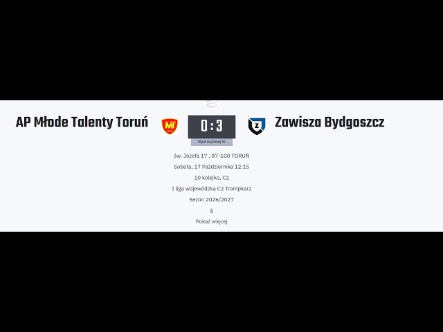 Młode Talenty Toruń vs Zawisza Bydgoszcz C2 Toruń 17.10.2026