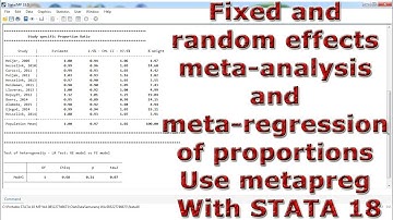 Fixed and random effects meta-analysis and meta-regression of proportions Use metapreg With STATA 18