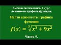 Асимптоты графика функции (часть 9).  Высшая математика.