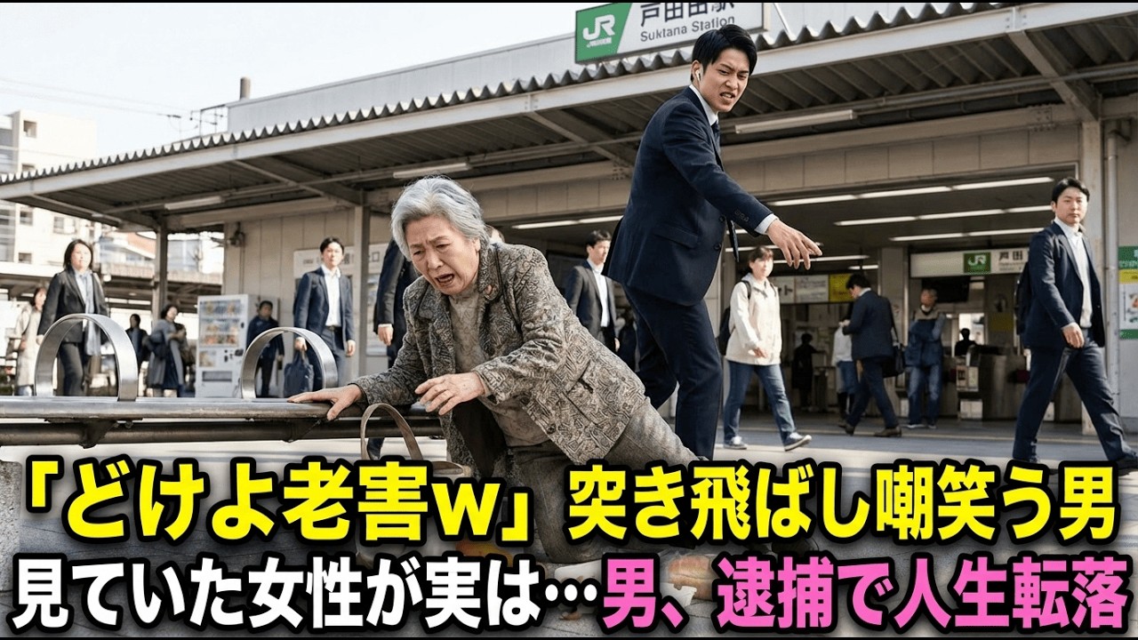 【スカッと】「どけよ、老害ｗ」駅のベンチから私を突き飛ばした無礼な若者。だが、その光景を横で見ていた“目撃者の正体”が…その後、若者人生転落