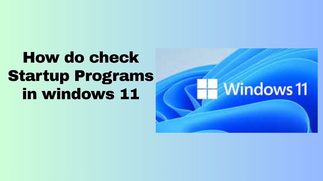 How do check Startup Programs in windows 11 - YouTube