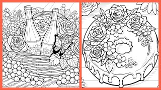 Color by Number Wine Basket Pistachio Cake Gourmet Evening Delight Zen Color #coloringbook #sweets screenshot 2