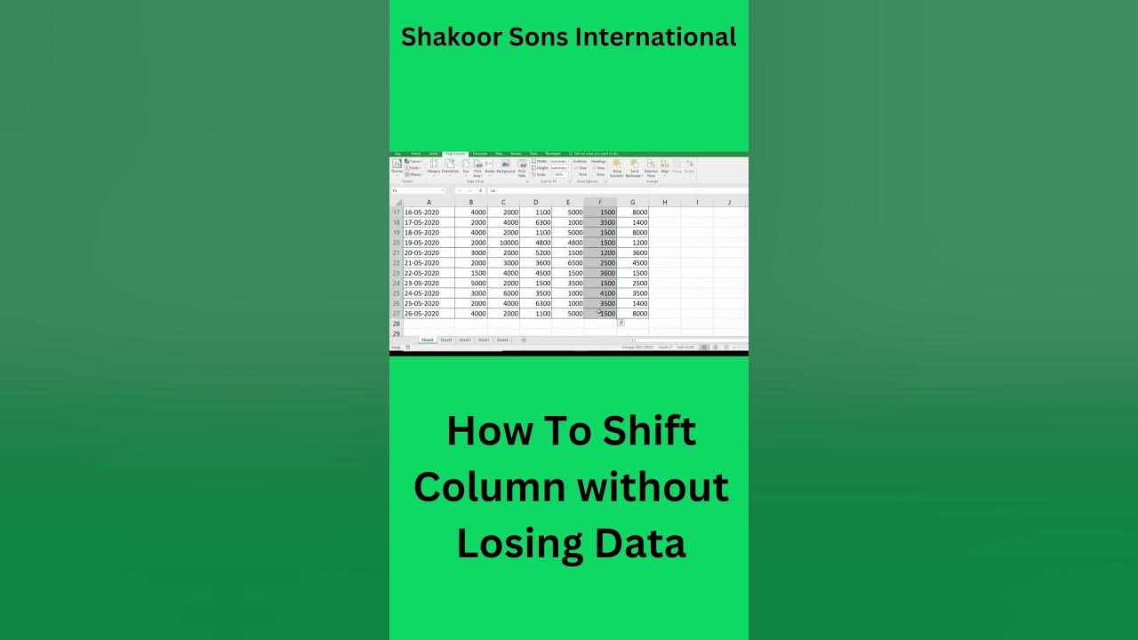 How to shift cloumn without losing data in excel shorts youtubeshorts 