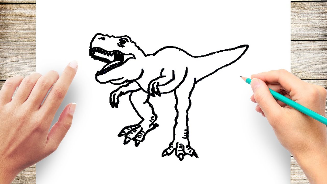 How To Draw A Roaring T Rex Jurassic World Easy - Youtube