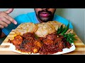 EATING LUCHI/PURI WITH CHICKEN MASALA || CHILLI EATING SHOW