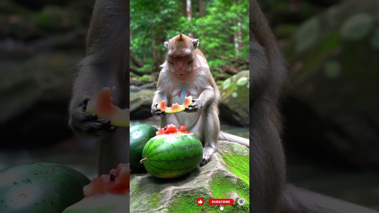 ASMR Monkey Eating Fruits on a Tree 🌳 | So Relaxing & Satisfying!