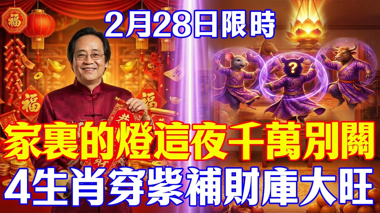 倪海廈預言警告：2月28日正月十二！家裏的燈一定要亮到天明！這4個生肖穿紫色，保你2026紅馬年大翻身！#倪海廈#2026紅馬年#中醫養生#經方#丙午年