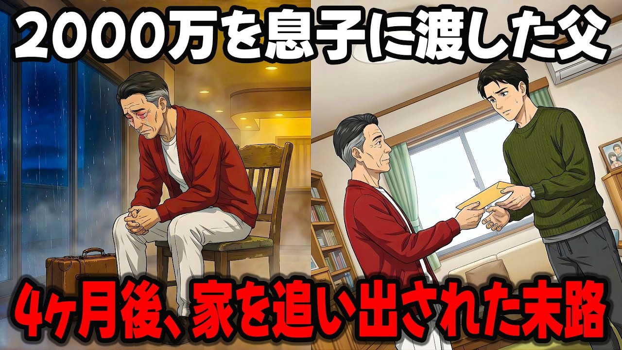 【漫画】退職金2000万を息子に渡した父→4ヶ月後、雨の夜に追い出された60歳の末路