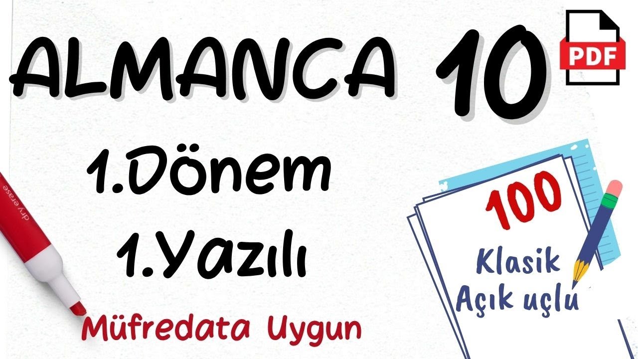 Almanca 10. Sınıf 1. Dönem 1. Yazılı Soruları Klasik Almanca yazılıya hazırlık +PDF