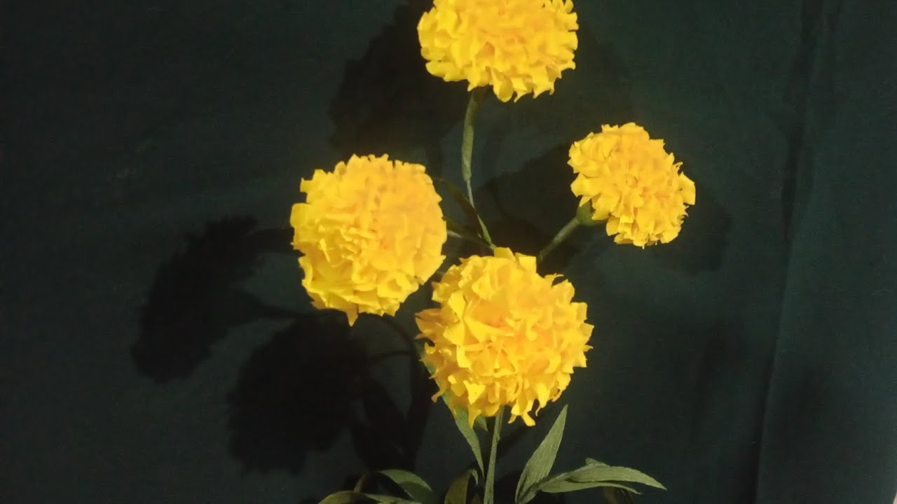 How to make Marigold with crepe paper step by step YouTube