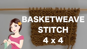 How to Knit Basketweave Stitch (4x4) | English & Continental Style
