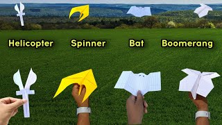 best 4 helicopter flying plane, 4 new paper flying toy, paper flying plane, helicopter spinner toy