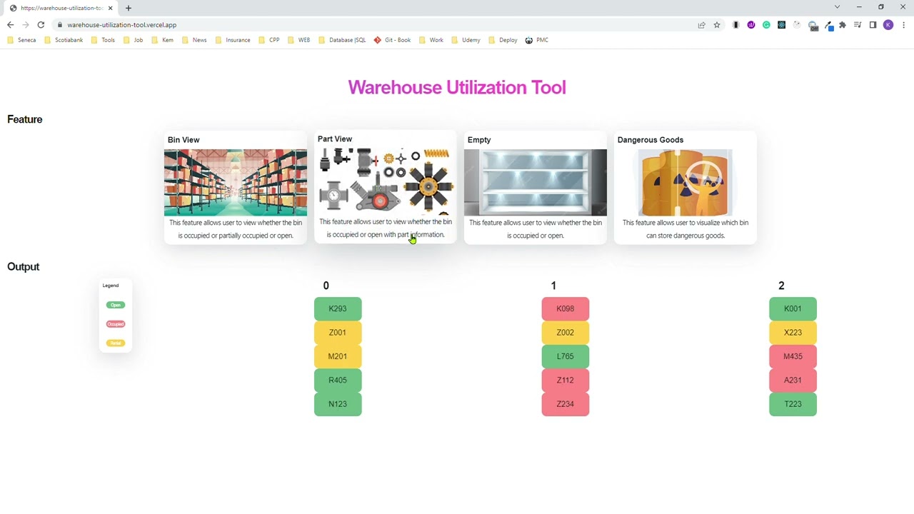 Warehouse Utilization Tool in React