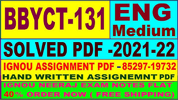 bbyct-131 solved assignment 2021-22 in English / bbyct 131 solved assignment / bbyct 131 assignment