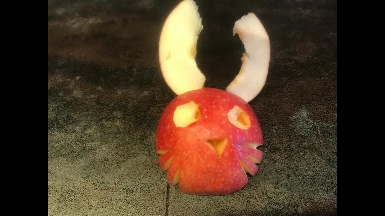 Apfel-Häschen schnitzen