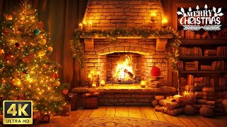 Cozy Christmas Ambience  Relaxing Christmas Music Fireplace  Christmas Fireplace Background