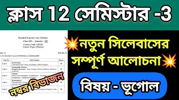 Class 12 semester 3 geography syllabus/Marks distribution/ দ্বাদশ শ্রেণির সেমিস্টার 3 সিলেবাস