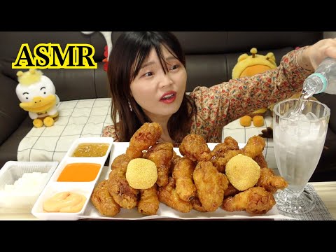 【ASMR】韓国最強チキンハニーコンボとハニーバター餅食べるだけ。 （キョチョンチキン ）BGM,喋り抜き版