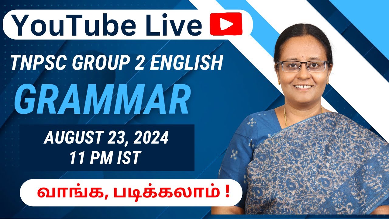TNPSC GROUP 2 English Grammar Revision | YouTube Live on August 23 ...