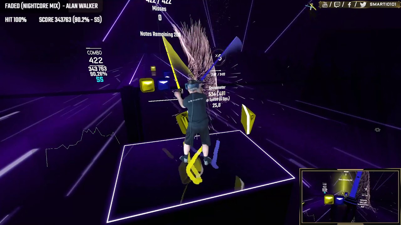 Beat Saber - Alan Walker - Faded (Nightcore Mix) - Expert - FC - Rank SS - Mixed Reality