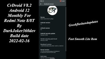 CrDroid V8.2 Android 12 Monthly For Redmi Note 8/8T