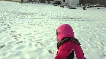 Sneha making snow angel