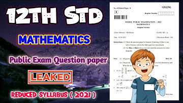 12th Std Mathematics Public Exam Official Model Question Paper 2021 ( Leaked 🤔 ) | English Medium |