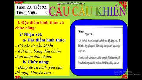 Ngữ Văn 8 - Tuần 23  - Tiết 92  - CÂU CẦU KHIẾN