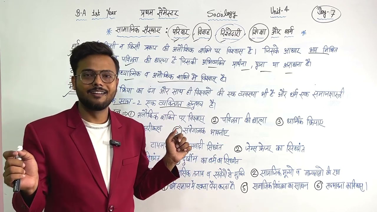 BA 1st semester sociology Unit-4 Day-7 fully detailed class 