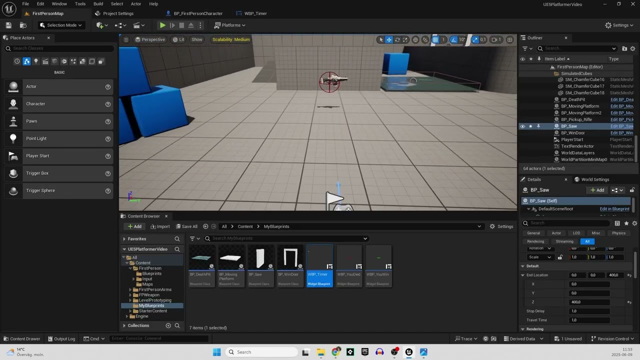 UE5 Platformer Del 4 - Timer och Checkpoint
