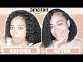 Transforming My Old Lace Front Amazon Wig Into A U-Part Curly Bob Wig + Watch Me Blend My Leave Out