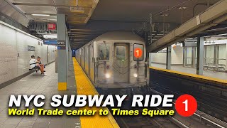 NYC Subway Ride from Downtown Manhattan World Trade Center to Times Square–42nd Street 1 Train Ride screenshot 4