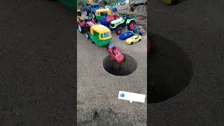 Jcb Pushing Rd Tractor Autorickshaw And Red Car Pulling And Pushing To Pit