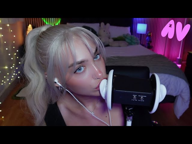 ASMR heartbeat and licking sounds from ponytail girl
