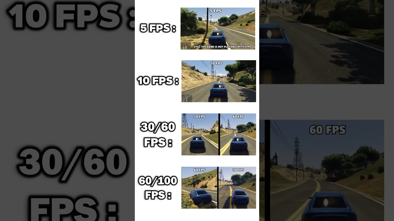 GTA V 5 FPS VS 10 FPS VS 30 FPS VS 60 FPS VS 100 FPS 