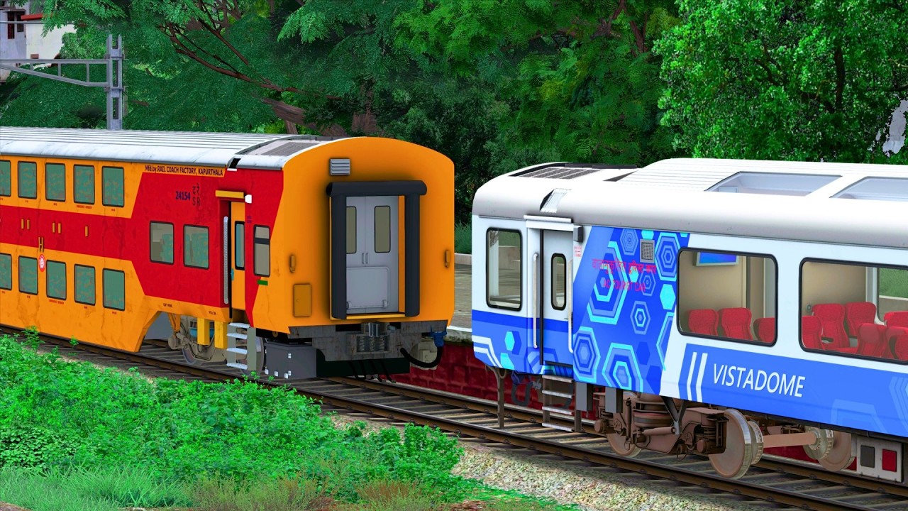 DOUBLE DECKER COUPLING LHB VISTADOME | BUMPY RAILROAD | Train