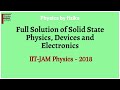 IIT-JAM Physics 2018 Full Solution of Solid State Physics, Devices and Electronics