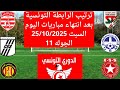 ترتيب الدوري التونسي بعد مباريات السبت 25/10/2025 🔥 | صراع القمة مستمر