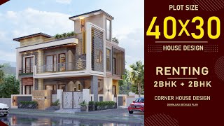 40x30 3D Home Design | Swimming Pool | 1200 Sqft House Plan | 40*30 House Plan | 40by30 House Plan |